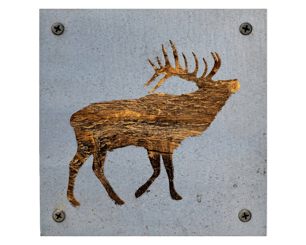 Elk Metal Wall Art on Reclaimed Wood, Rustic Cabin Decor, Elk Hunter Gift