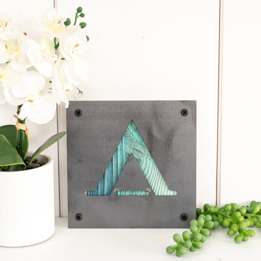 Tent Camping Wood and Metal Pictograph Wall Decor