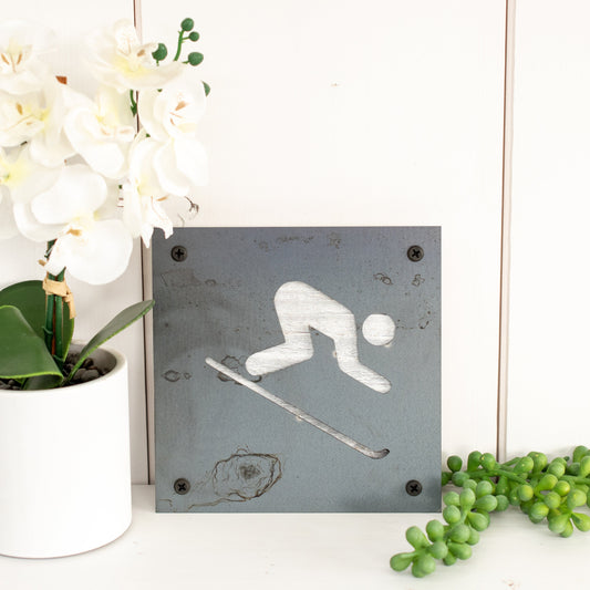 Downhill Skier Sign, Ski Gifts, Skiing Decor