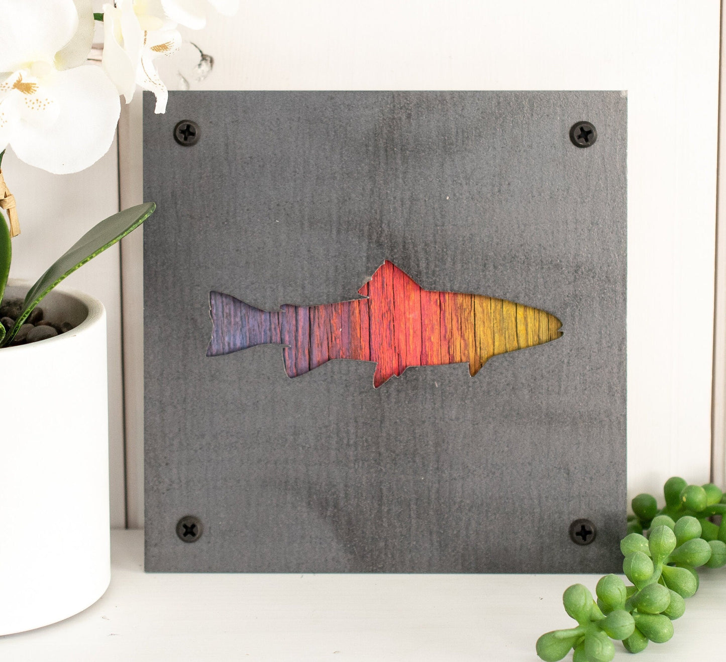 Small Fish Wood and Metal Home Decor, Rustic Cabin Decor, Fishing