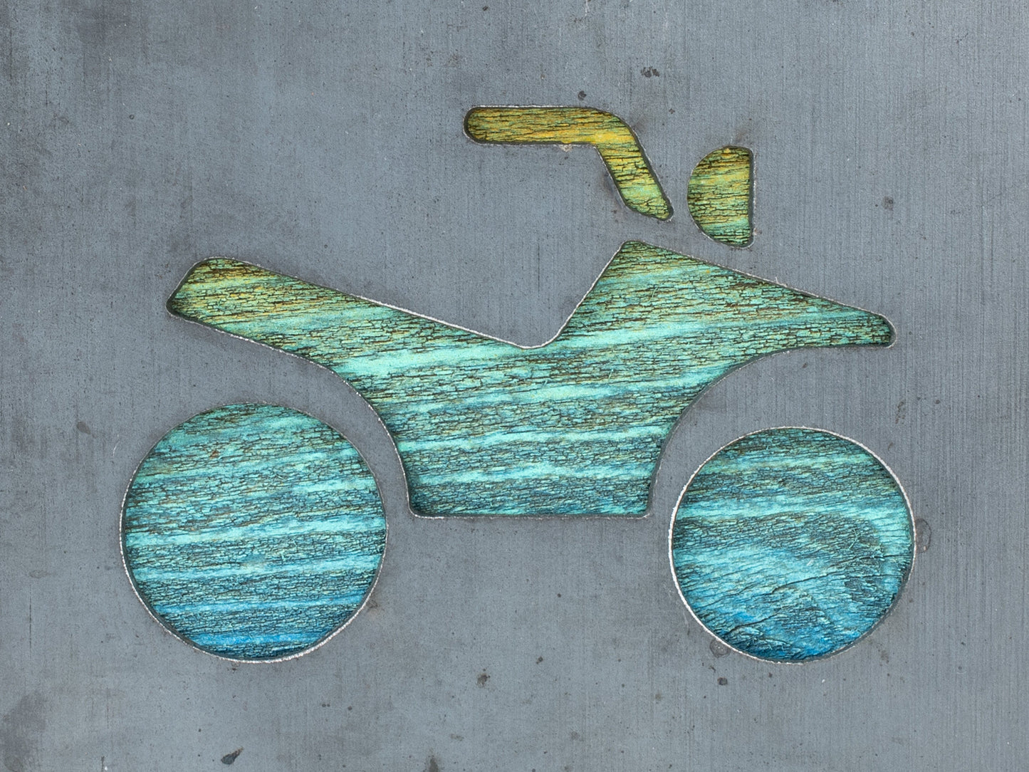 Rustic Industrial Four-Wheeler Wall Art - Handmade Metal and Wood Decor