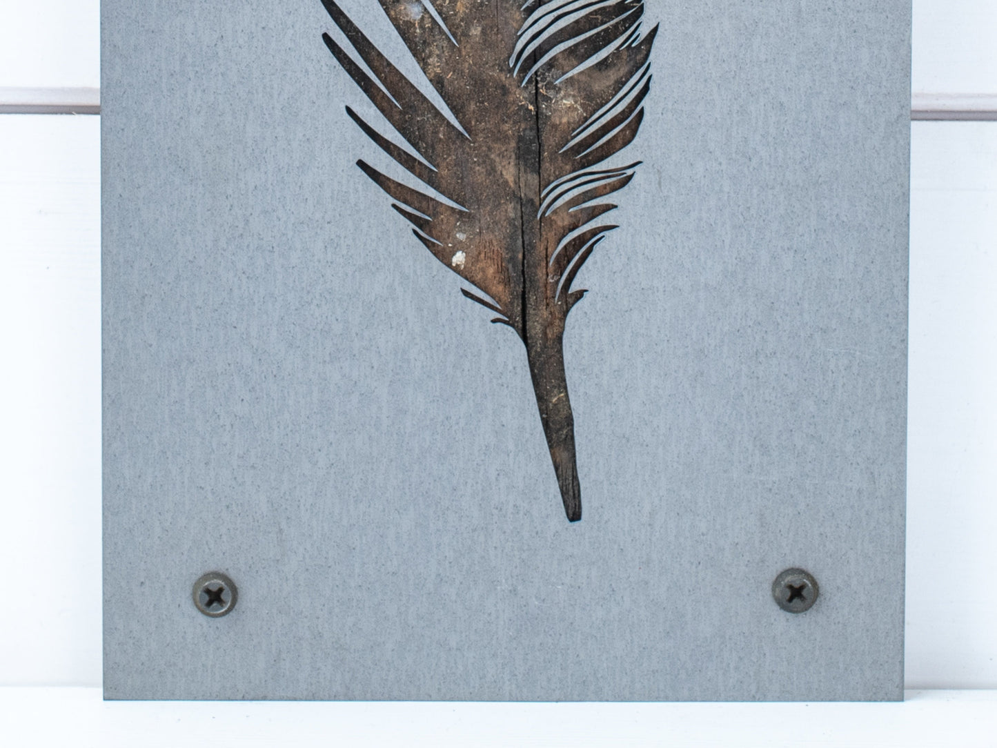 Metal and Wood Feather Wall Decor