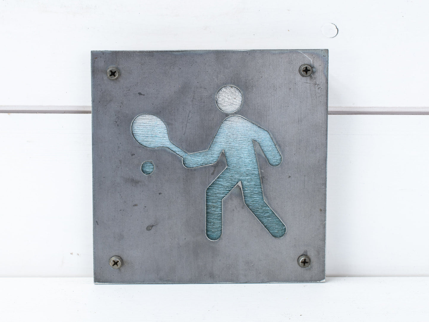 Tennis Player Metal Sign