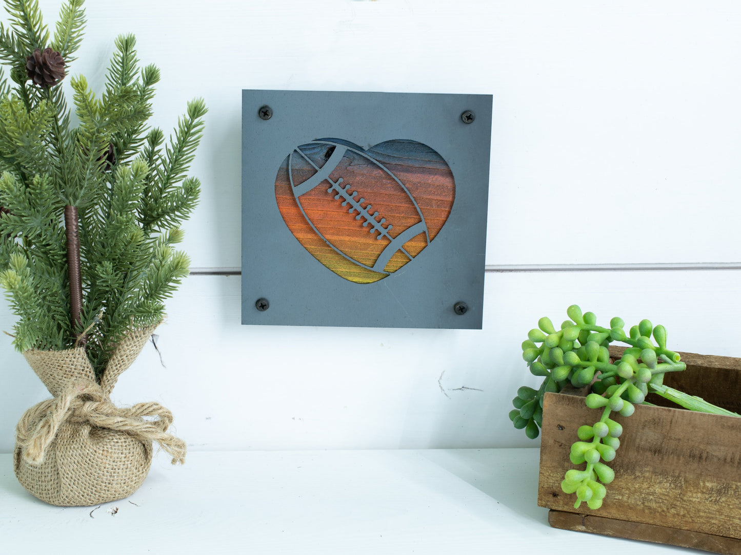 Metal Football Heart Wall Decor, Sports Decor