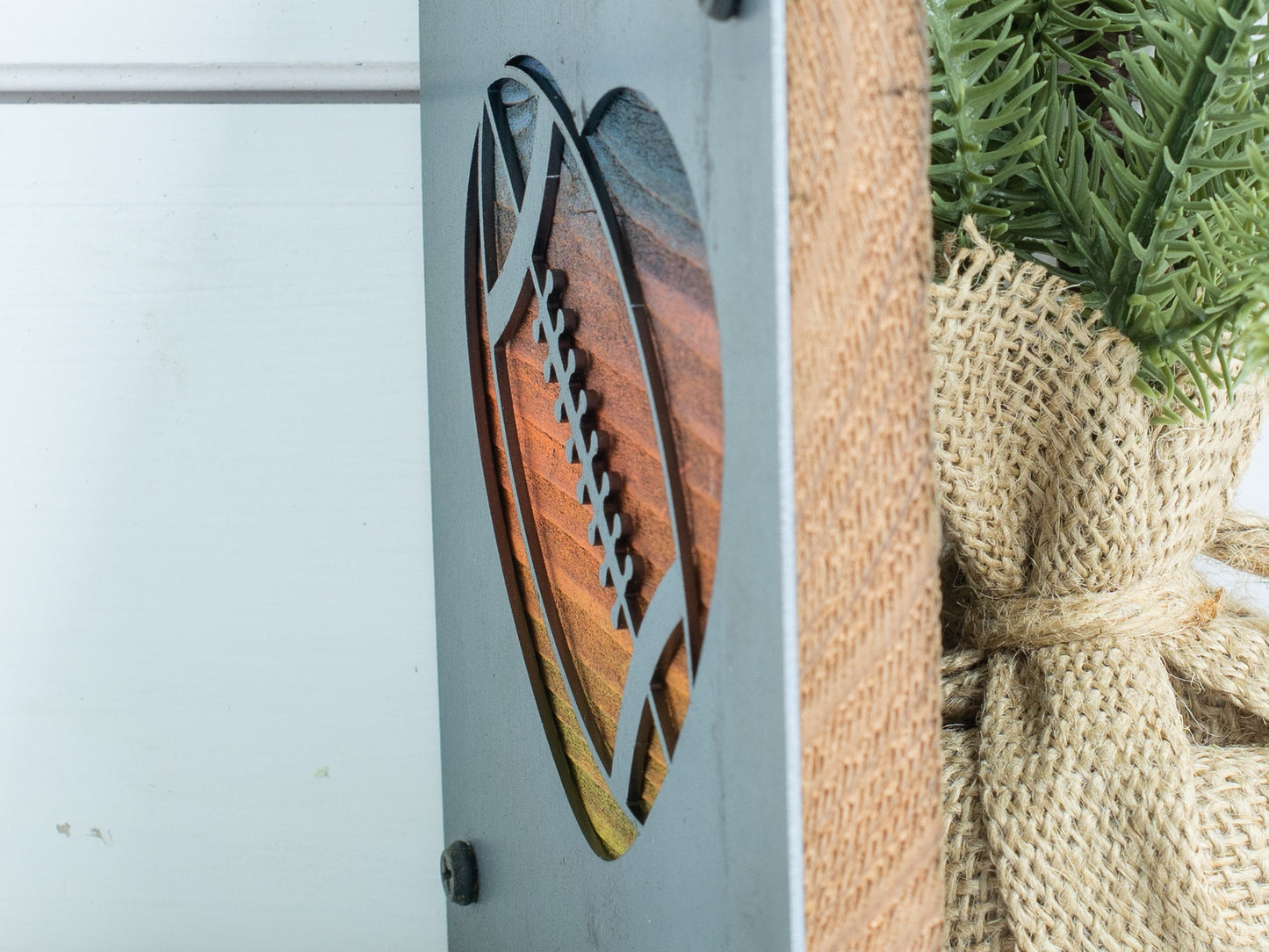 Metal Football Heart Wall Decor, Sports Decor