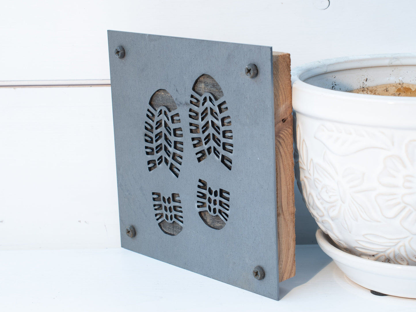 Hiking Boots Metal Sign, Metal Wall Decor, Recreation Symbols