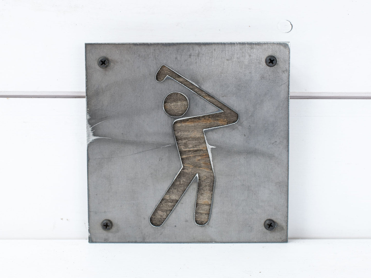 Golf Sign, Golf Course Pictograph, Metal and Wood Wall Decor