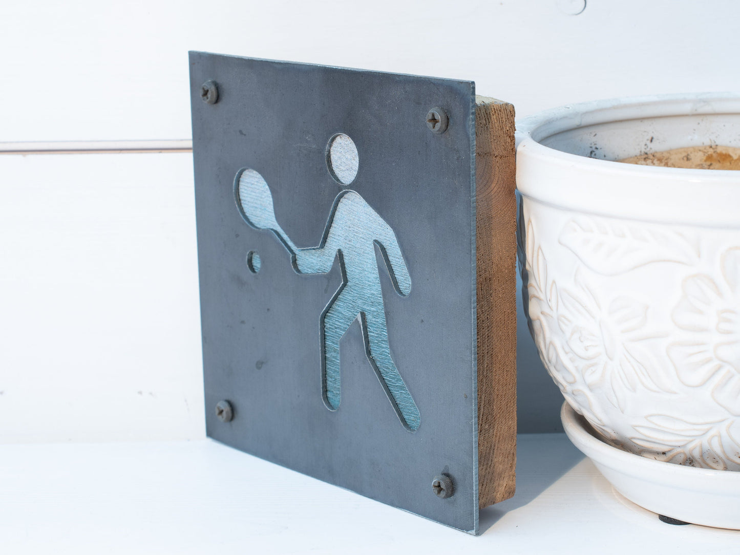 Tennis Player Metal Sign