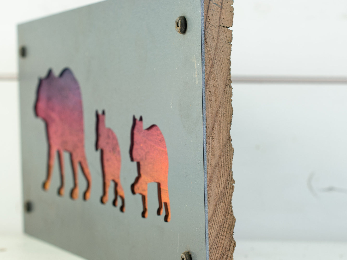 Bear Family Wood and Metal Wall Decor, Metal Art, Bears