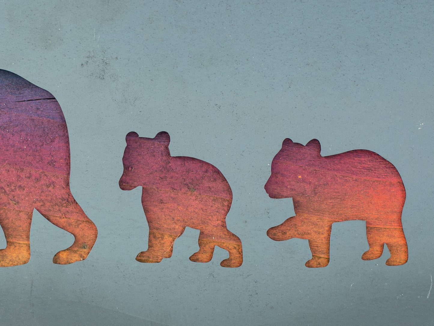 Bear Family Wood and Metal Wall Decor, Metal Art, Bears
