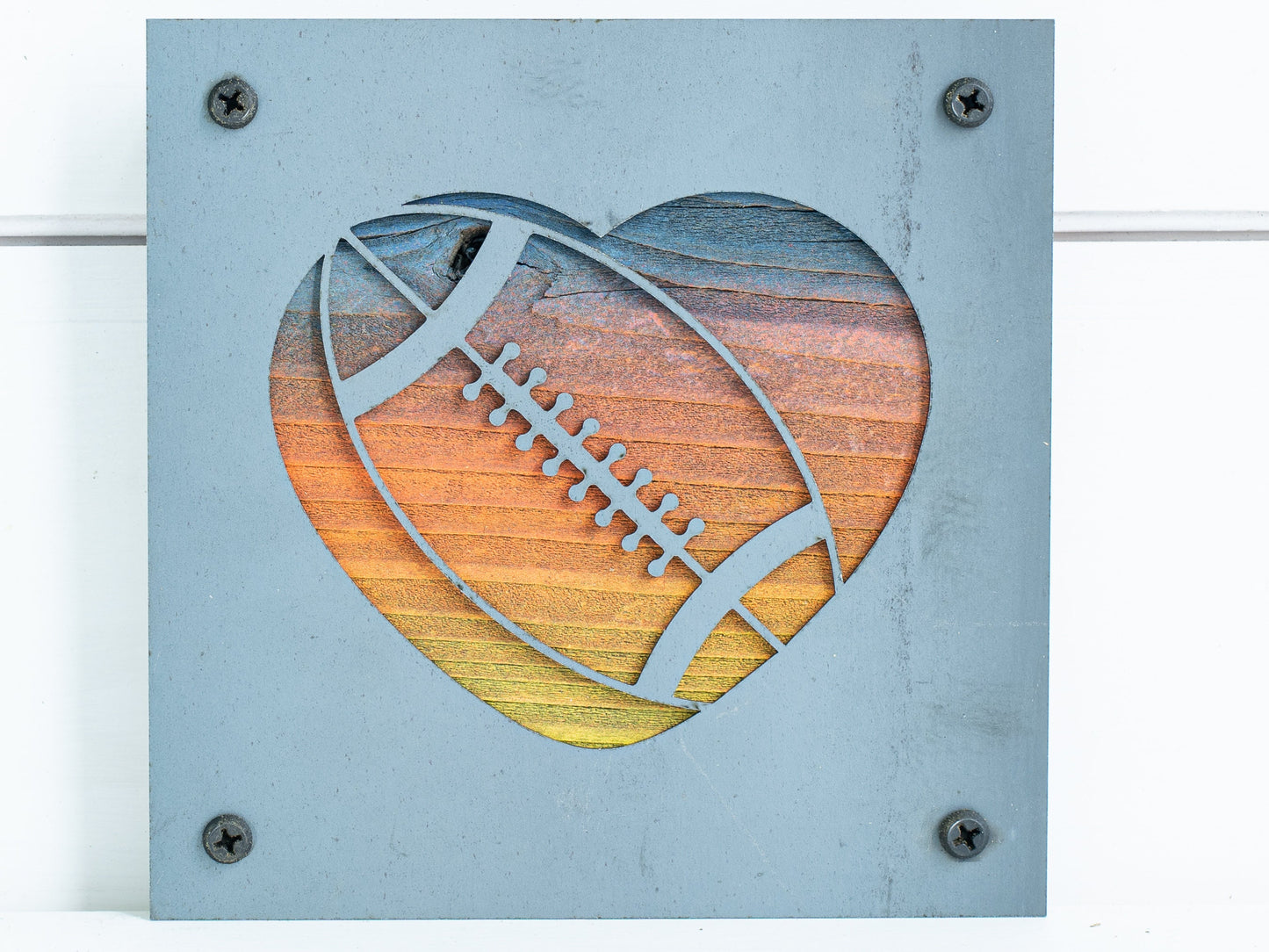 Metal Football Heart Wall Decor, Sports Decor