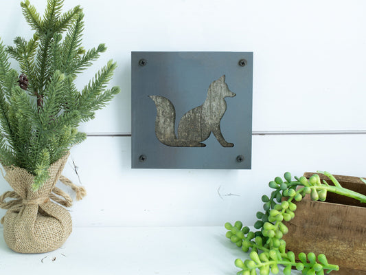 Fox Metal and Wood Wall Hanging; Woodland Animals