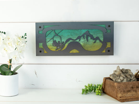 Chairlift Ski Goggles Home Decor, Mountain Cabin Art