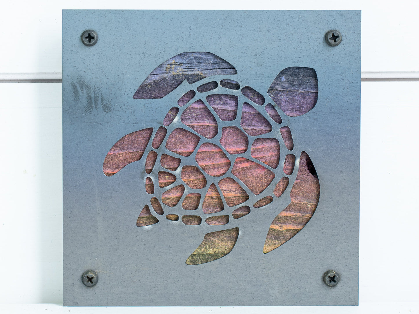 Rustic Wood and Metal Sea Turtle Home Decor