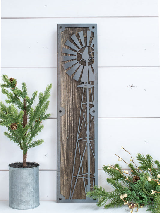 Rustic Windmill Metal Wall Decor