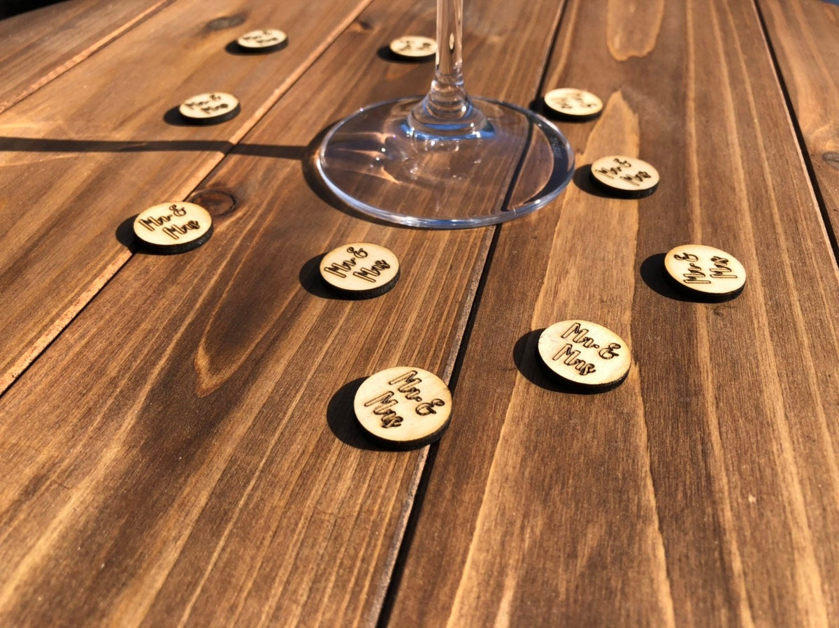 Wooden Wedding Confetti: Mr & Mrs Table Scatter
