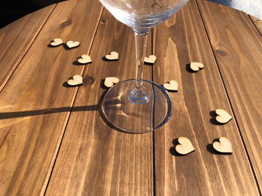 Natural Wood Heart Confetti: Rustic Wedding Table Decor