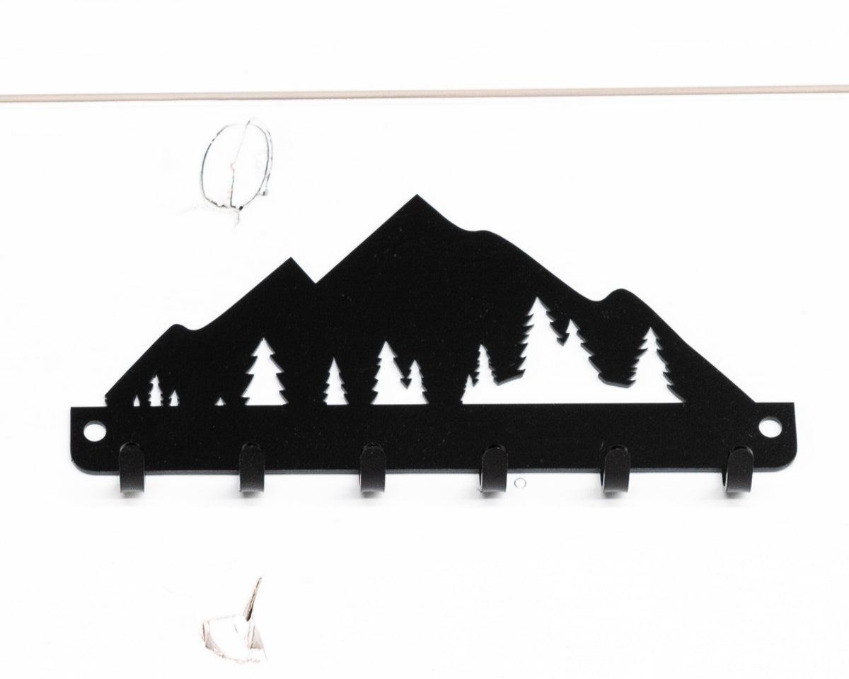 Mountain Metal Key Rack: Rustic Wall Decor