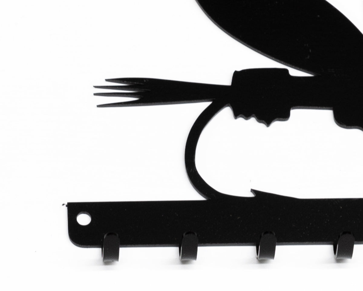 Fly Fishing Fly Key Rack, Fisherman Gift, Metal Wall Decor
