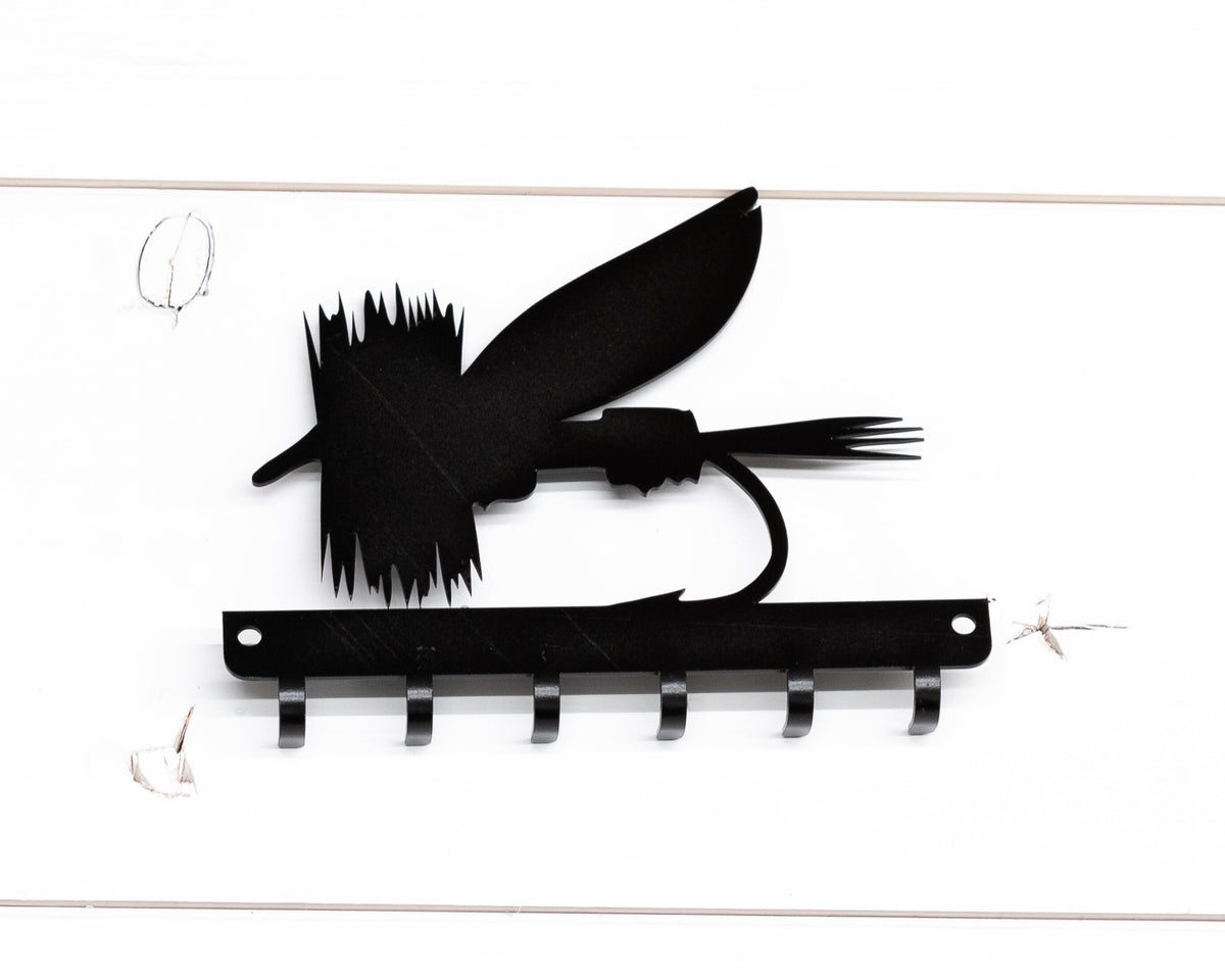 Fly Fishing Fly Key Rack, Fisherman Gift, Metal Wall Decor