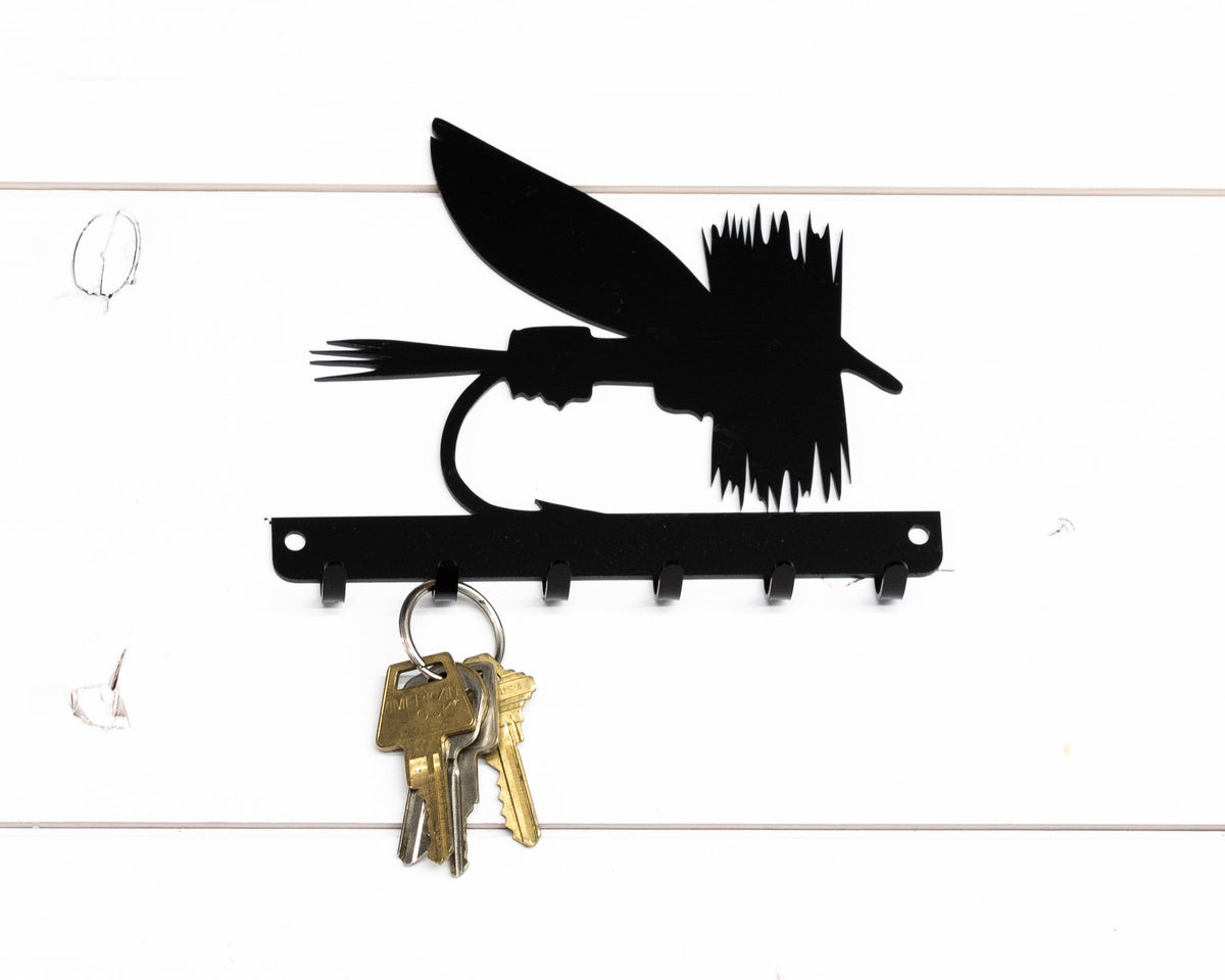 Fly Fishing Fly Key Rack, Fisherman Gift, Metal Wall Decor