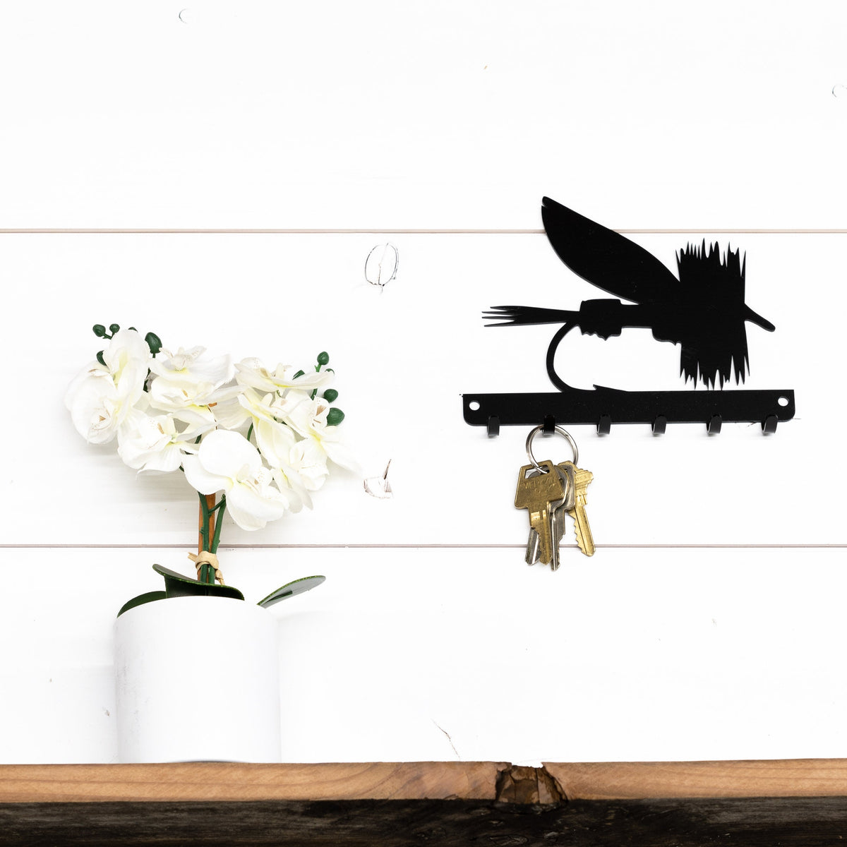 Fly Fishing Fly Key Rack, Fisherman Gift, Metal Wall Decor