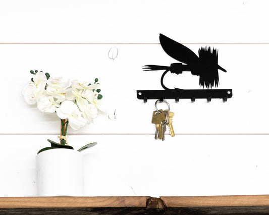 Fly Fishing Fly Key Rack, Fisherman Gift, Metal Wall Decor