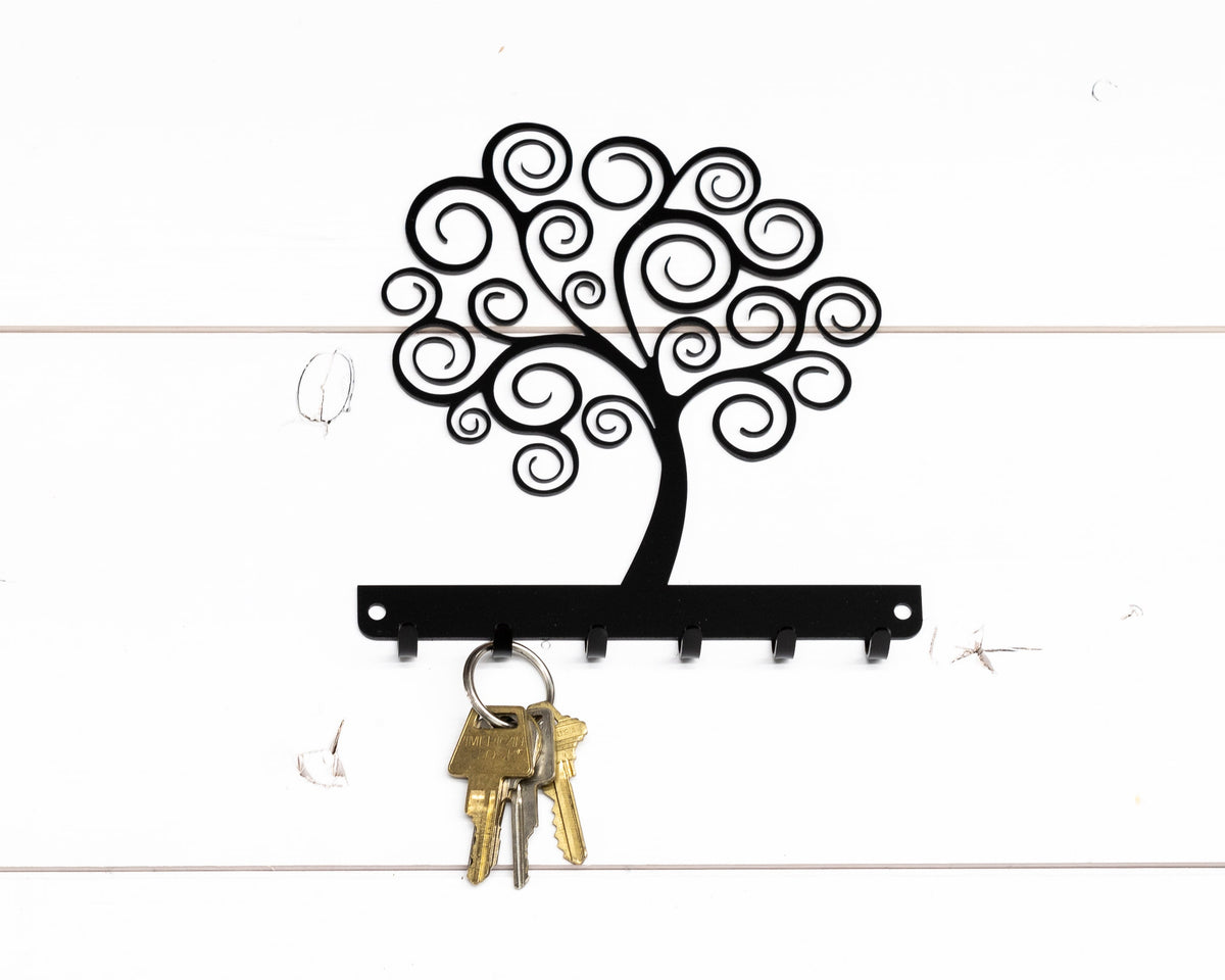 Swirly Tree Metal Key Rack, Whimsicle Design,