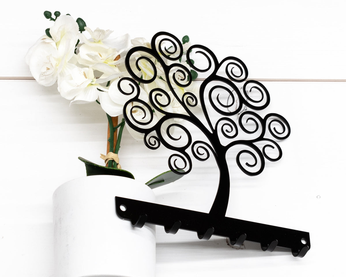 Swirly Tree Metal Key Rack, Whimsicle Design,