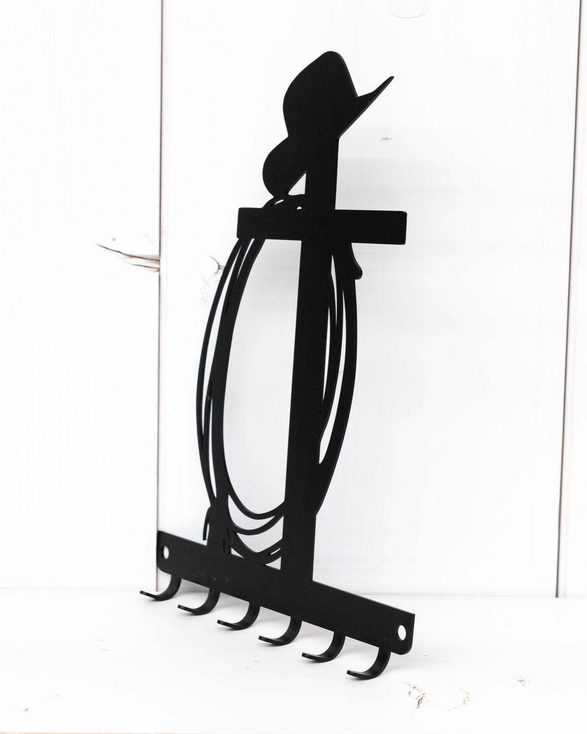 Western Cross Key Rack: Cowboy Hat & Rope, Rustic Home Decor