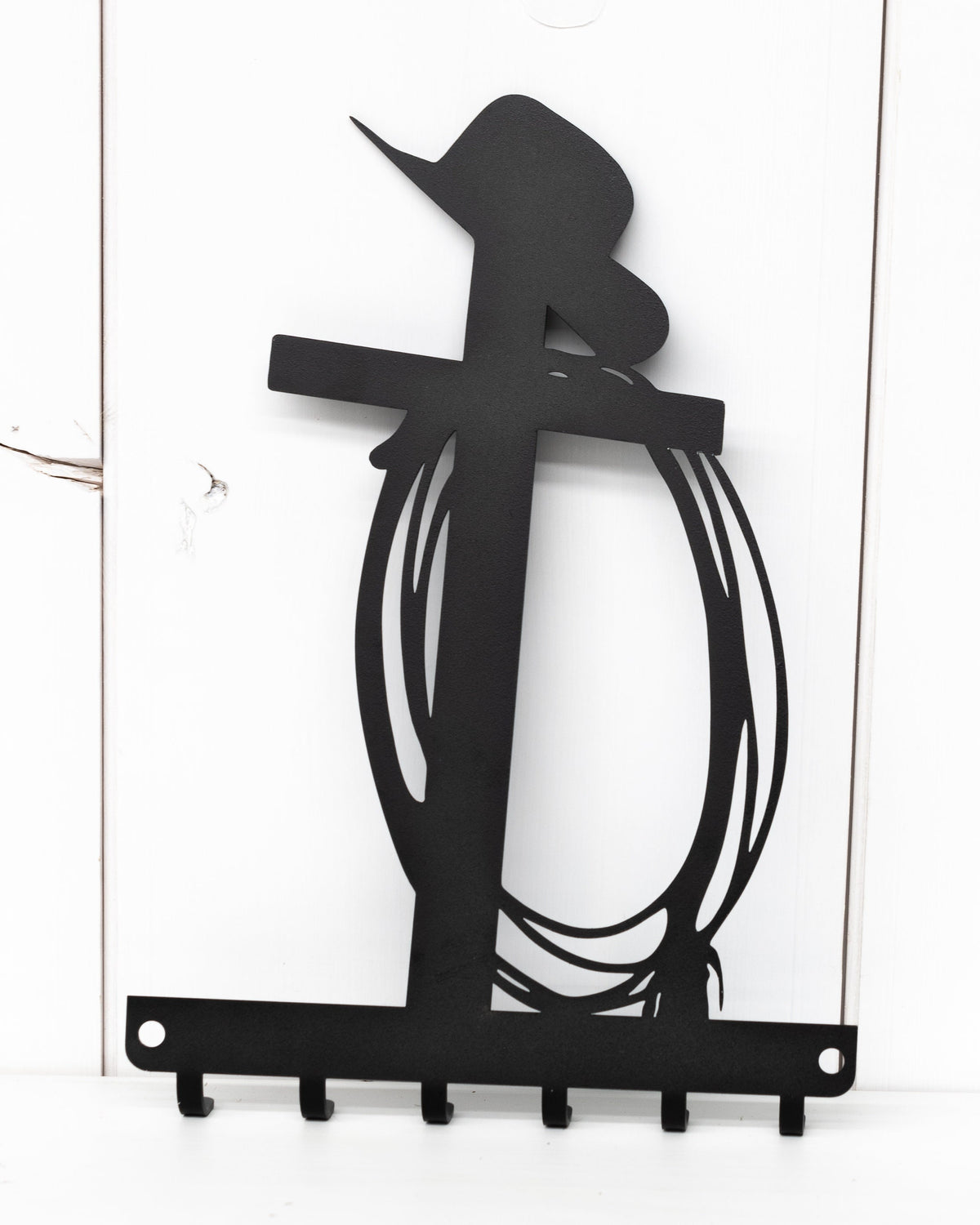 Western Cross Key Rack: Cowboy Hat & Rope, Rustic Home Decor