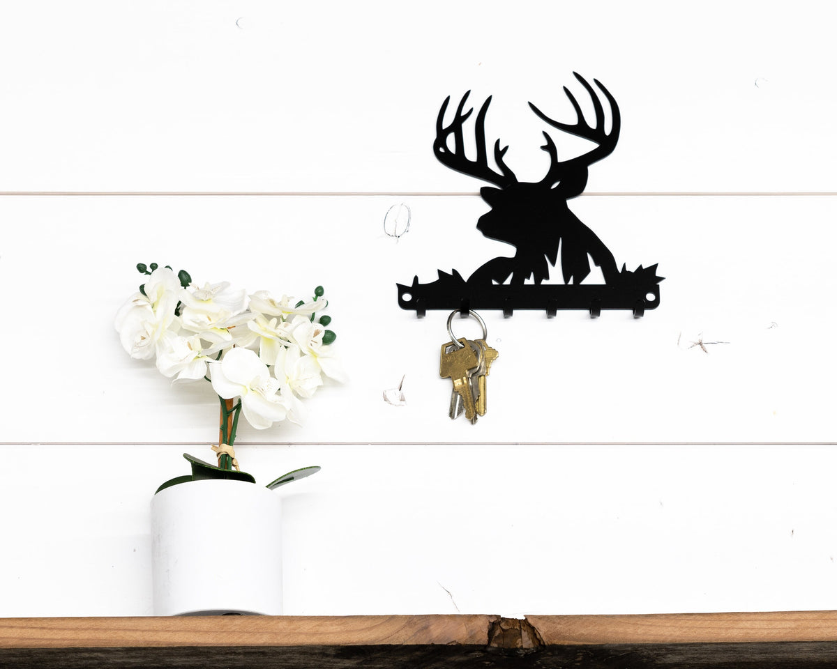 Metal Deer Key Rack: Rustic Hunting Lodge Decor
