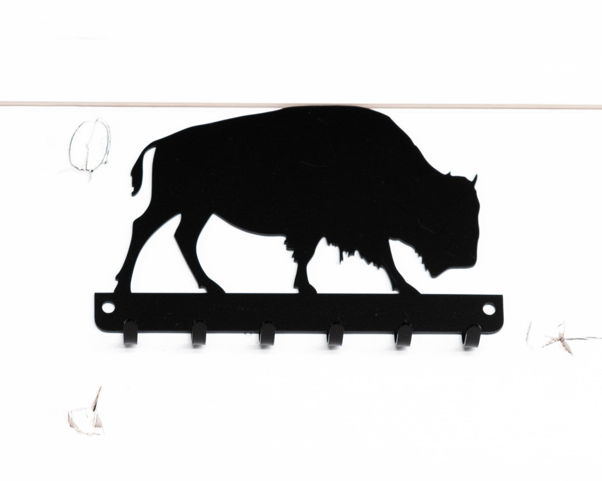 Bison Metal Key Rack: Rustic Wildlife Entryway Organizer