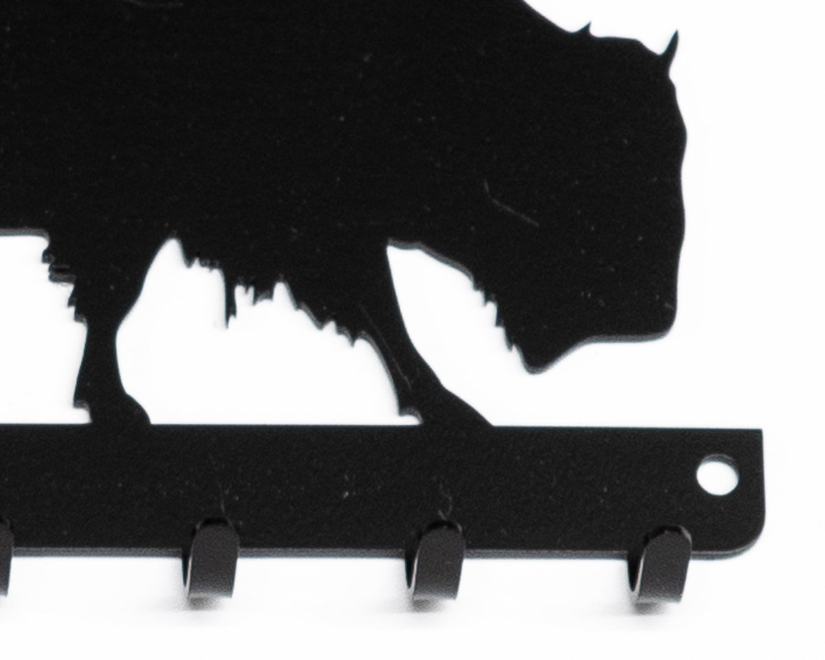 Bison Metal Key Rack: Rustic Wildlife Entryway Organizer