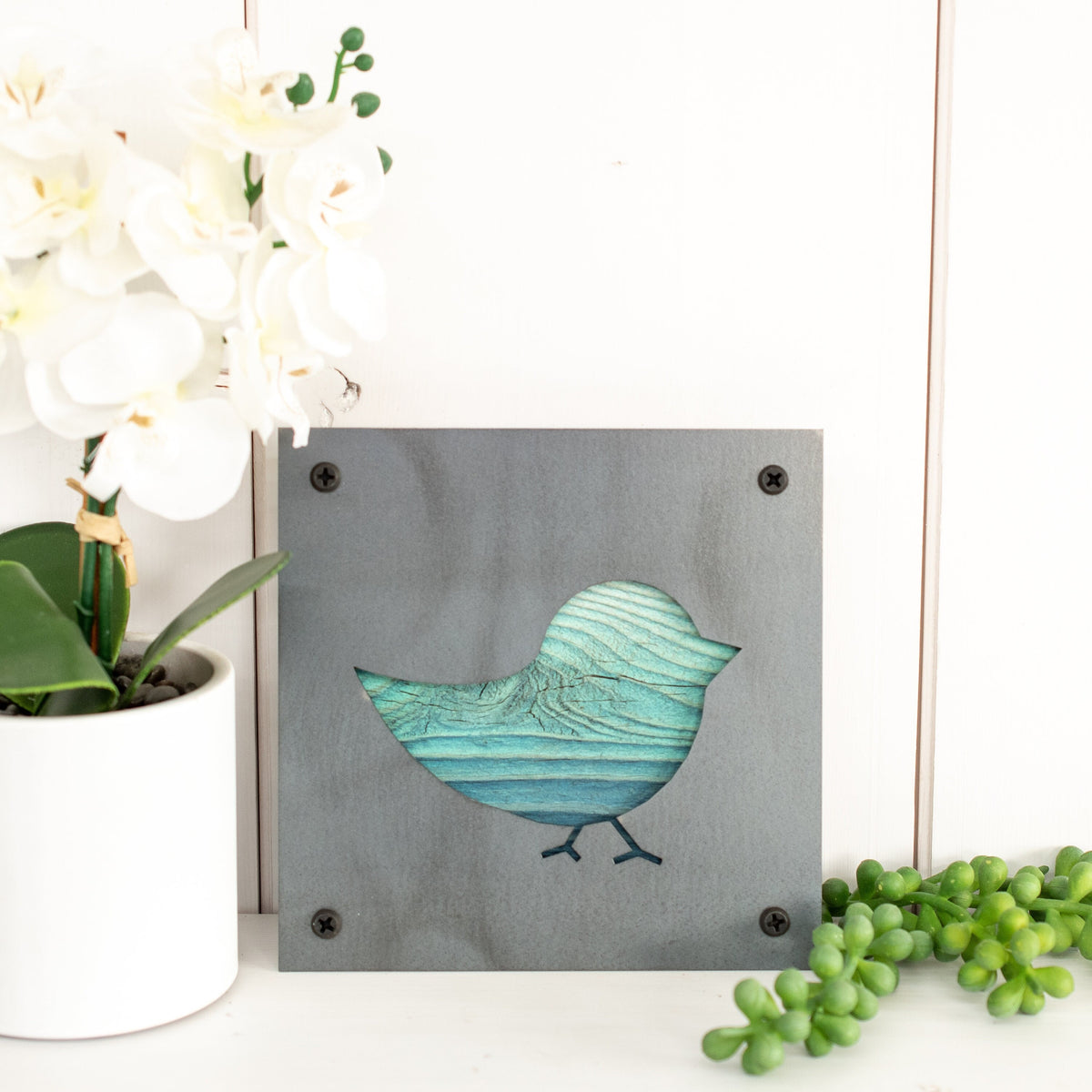 Little Bird Metal Wall Art on Reclaimed Wood, Songbird Decor, Bird Lover Gift