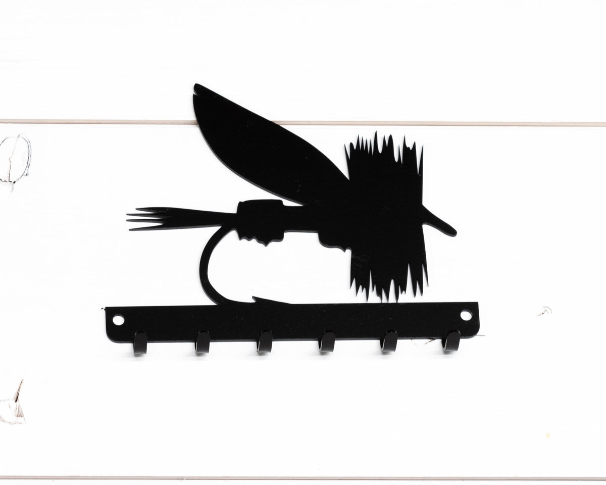 Fly Fishing Fly Key Rack, Fisherman Gift, Metal Wall Decor