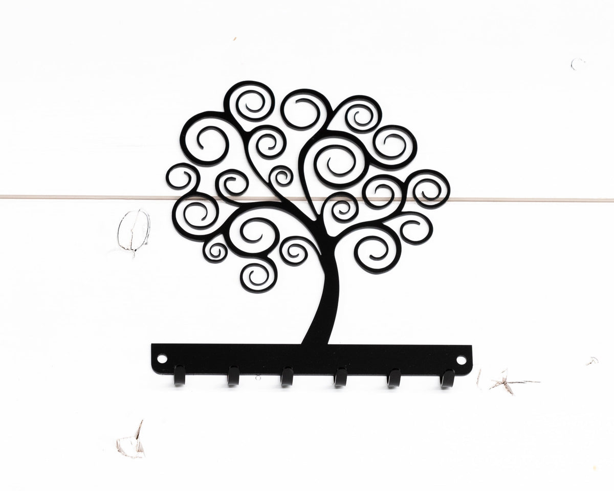 Swirly Tree Metal Key Rack, Whimsicle Design,