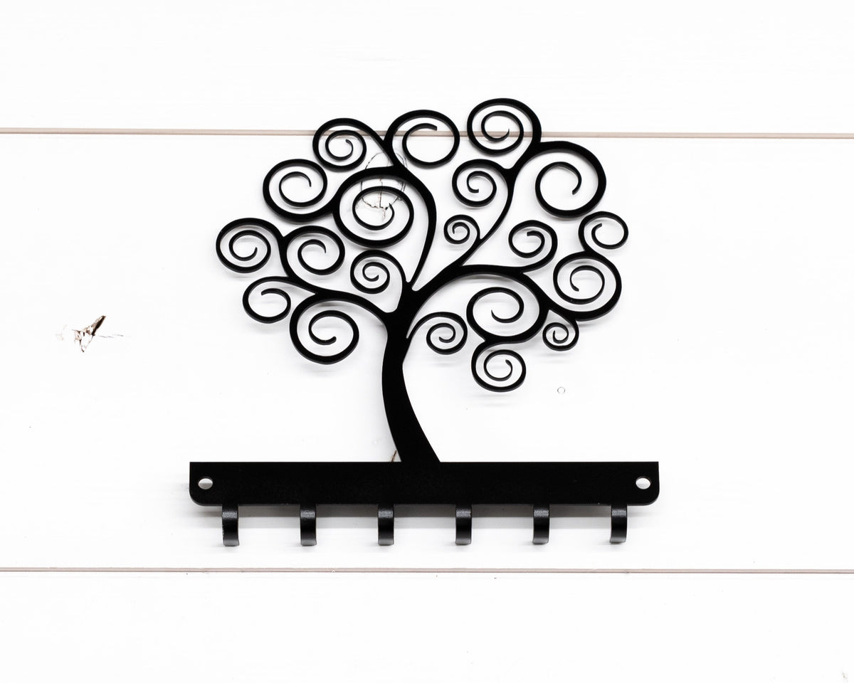 Swirly Tree Metal Key Rack, Whimsicle Design,