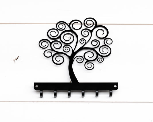Swirly Tree Metal Key Rack, Whimsicle Design,