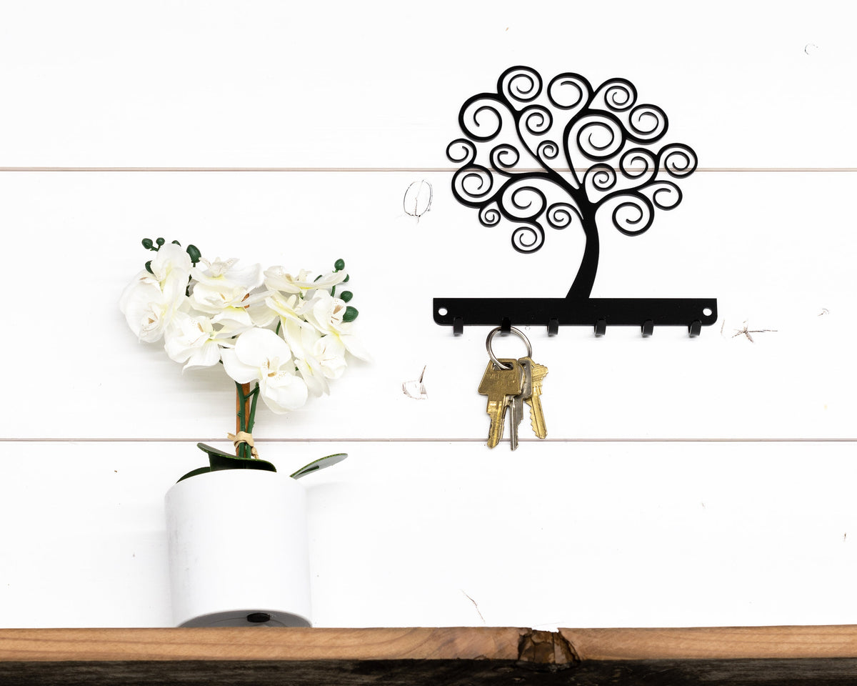 Swirly Tree Metal Key Rack, Whimsicle Design,
