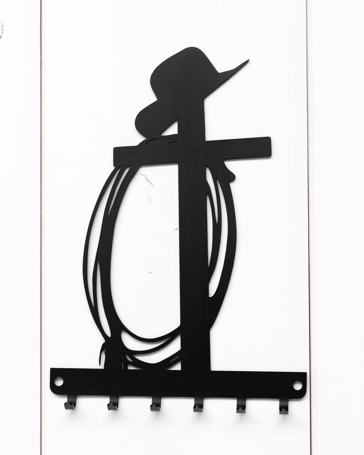 Western Cross Key Rack: Cowboy Hat & Rope, Rustic Home Decor