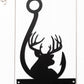 Rustic Buck & Fish Hook Key Rack - Eco-Friendly Steel Wall Organizer
