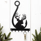 Rustic Buck & Fish Hook Key Rack - Eco-Friendly Steel Wall Organizer