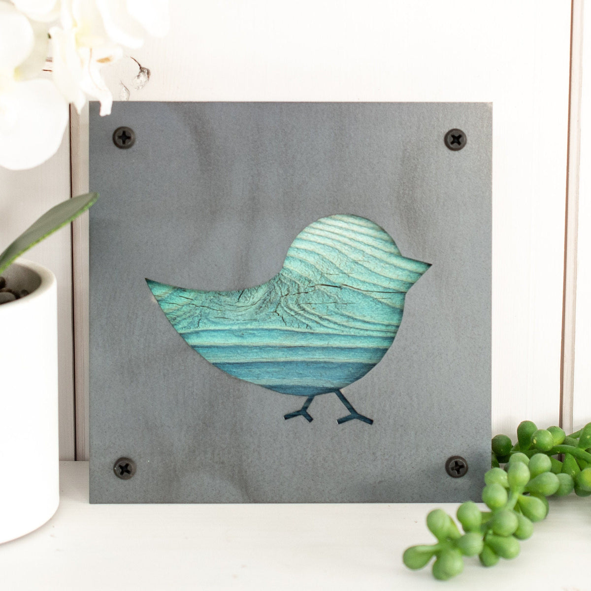 Little Bird Metal Wall Art on Reclaimed Wood, Songbird Decor, Bird Lover Gift