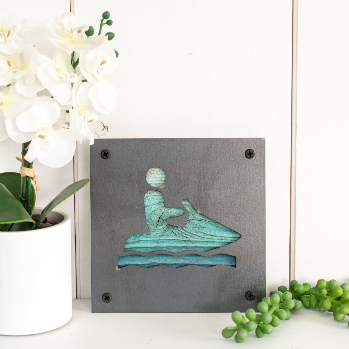 Jet Ski Metal Wall Art on Reclaimed Wood, Lake House Decor, Jet Ski Gift