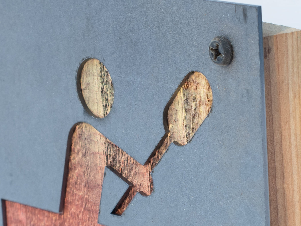 Kayak Metal Wall Art on Reclaimed Wood, Kayaking Sign, Lake House Decor, 5.5 Inch Square Steel Sign, Kayak Gift, Paddling Gift