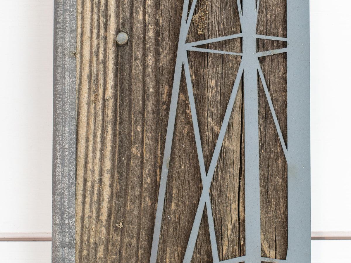 Windmill Metal Sign on Reclaimed Wood, Tall Western Ranch Decor, Farmhouse Gift