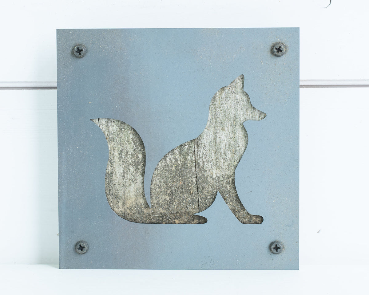 Fox Metal Wall Art on Reclaimed Wood, Woodland Nursery Decor, Fox Gift, 5.5 Inch Square Steel Sign, Woodland Animal Art, Housewarming Gift