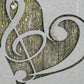 Music Heart Metal Wall Art on Reclaimed Wood, Treble Clef Sign, Musician Gift, 5.5 Inch Square Steel Sign, Music Teacher Gift