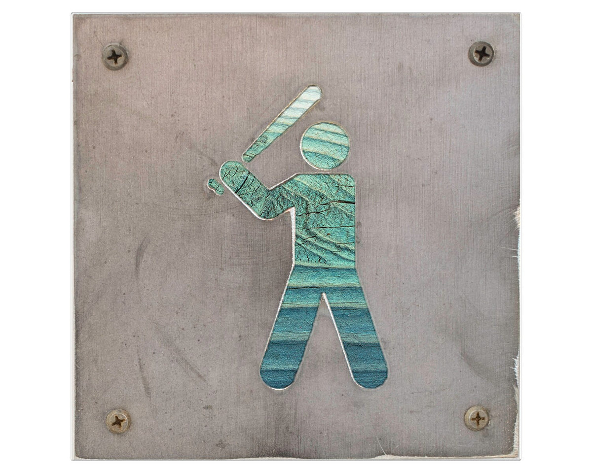 Baseball Batter Metal Wall Art on Reclaimed Wood, Batter Up Sign, Baseball Gift